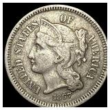 1867 Nickel Three-Cent Piece NEARLY UNCIRCULATED