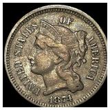 1874 Nickel Three-Cent Piece ABOUT UNCIRCULATED