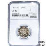 1937-D Buffalo Nickel NGC XF45 3 Legs