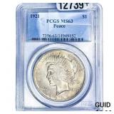 1921 Silver Peace Dollar PCGS MS63 High Relief