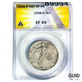 1938-D Walking Liberty Half Dollar ANACS EF45