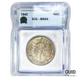 1943 Walking Liberty Half Dollar ICG MS64