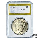 1935 Silver Peace Dollar PGA MS65