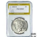 1923-S Silver Peace Dollar PGA MS64