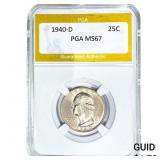 1940-D Washington Silver Quarter PGA MS67