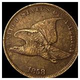 1858 Copper-Nickel Flying Eagle Cent CLOSELY UNCIR