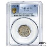 1937-D Buffalo Nickel PCGS AU50 3 Legs