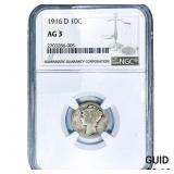 1916-D Mercury Silver Dime NGC AG3