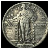 1917 Type 1 Standing Liberty Quarter NEARLY UNCIRC