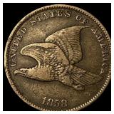 1858 Copper-Nickel Flying Eagle Cent NEARLY UNCIRC