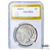 1924-S Silver Peace Dollar PGA MS63