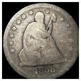 1858 Silver Seated Liberty Quarter NICELY  CIRCUL
