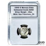 1940-S Mercury Silver Dime  AU50