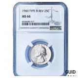 1960 Washington Silver Quarter NGC MS66 Type B Rev