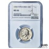 1959 Washington Silver Quarter NGC MS66 Type B Rev
