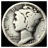 1921 Silver Mercury Dime LIGHTLY CIRCULATED