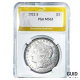 1921-S Morgan Silver Dollar PGA MS63