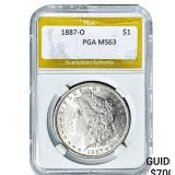 1887-O Morgan Silver Dollar PGA MS63