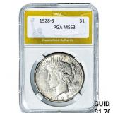 1928-S Silver Peace Dollar PGA MS63
