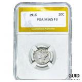 1916 Mercury Silver Dime PGA MS65 FB