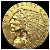 1913 Indian Head Gold $2.50 Quarter Eagle CHOICE A