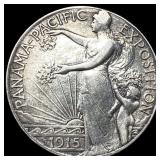 1915-S Silver Panama-Pacific Half Dollar  NEARLY