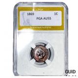 1869 Indian Head Cent PGA AU55