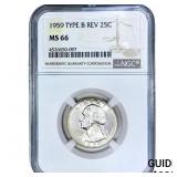 1959 Washington Silver Quarter NGC MS66 Type B Rev
