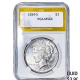 1924-S Silver Peace Dollar PGA MS64