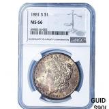 1881-S Morgan Silver Dollar NGC MS66