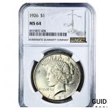 1926 Silver Peace Dollar NGC MS64