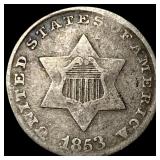1853 Silver Three-Cent Piece LIGHTLY CIRCULATED