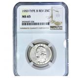 1959 Washington Silver Quarter NGC MS65 Type B Rev