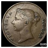 1862 Straits Settlements  Bronze 1 Cent