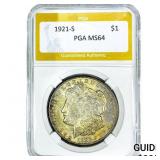 1921-S Morgan Silver Dollar PGA MS64
