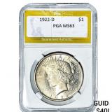 1922-D Silver Peace Dollar PGA MS63