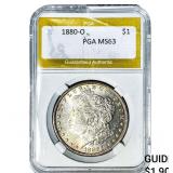 1880-O Morgan Silver Dollar PGA MS63 Micro O