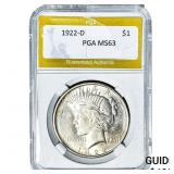 1922-D Silver Peace Dollar PGA MS63
