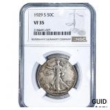1929-S Walking Liberty Half Dollar NGC VF35