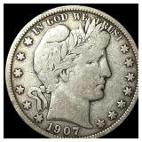 1907 Barber Half Dollar LIGHTLY CIRCULATED