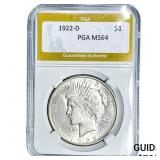 1922-D Silver Peace Dollar PGA MS64