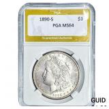 1890-S Morgan Silver Dollar PGA MS64