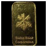 Swiss Bank Corporation 1/3 oz .9999 Gold Bar HIGH