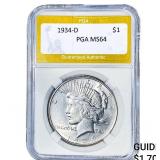 1934-D Morgan Silver Dollar PGA MS64