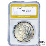 1934-D Silver Peace Dollar PGA MS64