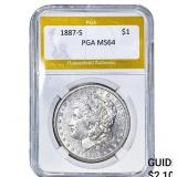 1887-S Morgan Silver Dollar PGA MS64