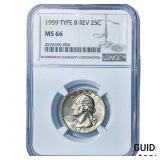 1959 Washington Silver Quarter NGC MS66 Type B Rev