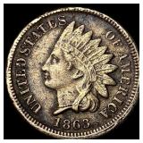1863 Copper-Nickel Indian Head Cent NEARLY UNCIRCU