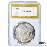 1892 Morgan Silver Dollar PGA MS64