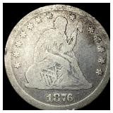 1876-CC Silver Seated Liberty Quarter NICELY CIRCU